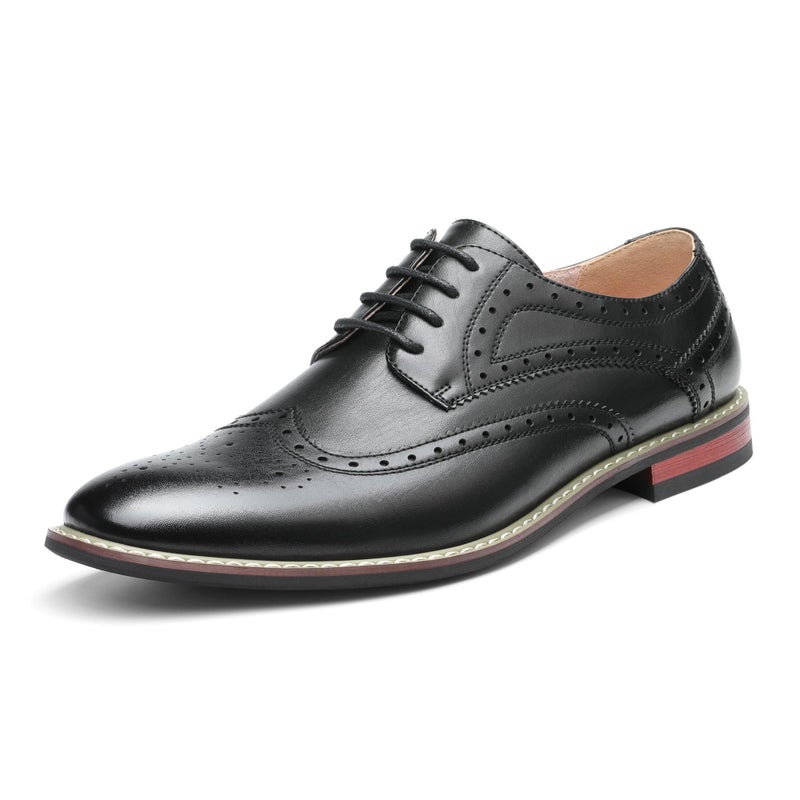 Bruno Marc Moda Italy Prince Men's Classic Modern Oxford Wingtip Lace Dress Shoes,Size 12,Wingtip Black,Prince-3 - Image 1