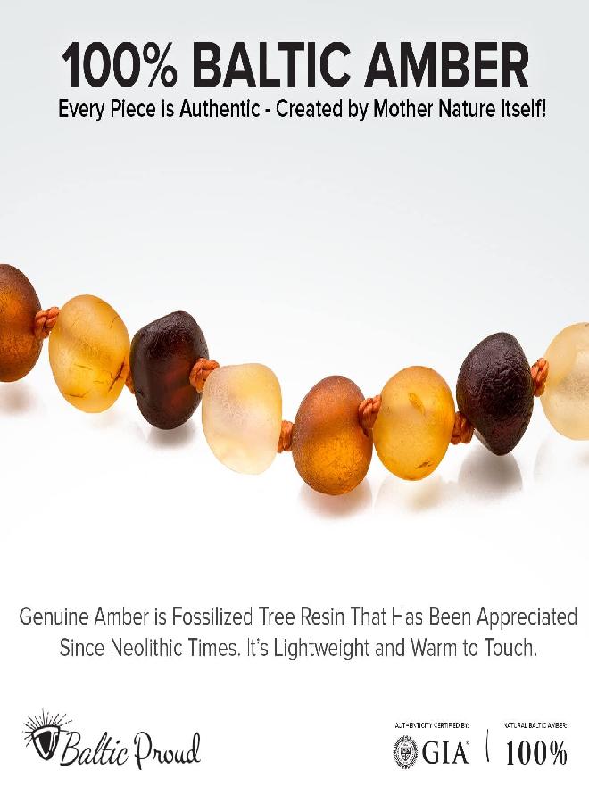 Baltic Proud Raw Baltic Amber Necklace and Bracelet Gift Set (Unisex Multi Raw 12.5 Inches/5.5 Inches) - Certified Premium Quality Raw Baltic Sea Amber  - Image 2