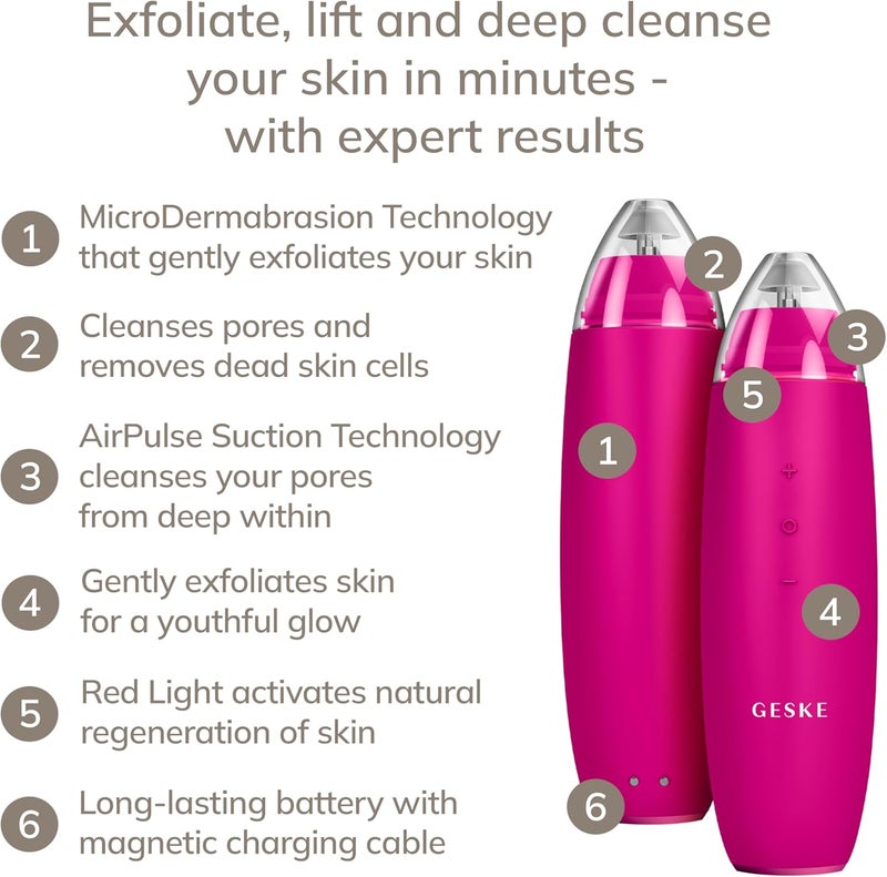 GESKE SmartAppGuided™ MicroDermabrasion Blackhead Remover, 7 in 1 Blackhead Remover, Electric Pore Cleaner, Innovative Vacuum Sucker, Beauty Tools, Skin Cleaning Device, Skincare Device - Image 2