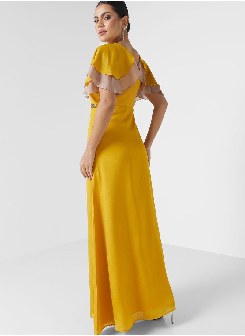 Khizana - Flouncy Sleeve Dress With Embellished Waist - Image 1