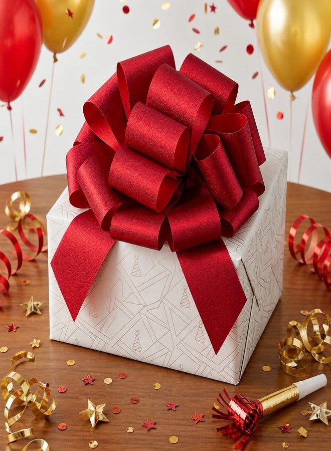 BXCMYDR 1PC Large Red Pull Bow for Gift Wrapping, 14 Inch Big Iconic Glitter Ribbon Bow for Grand Openings, Wreath, Bike, Presents, Anniversary, Christmas, Party & Home Decor, Waterproof (Red) - Image 4