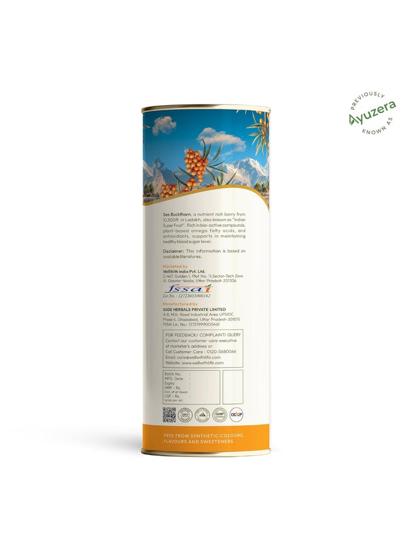 Ayuzera (Wellwith) Himalayan Sea Buckthorn Pulp Concentrate 300ml | Cold-Pressed | Makes 50 Glasses | Natural Vitamin C, Omega 3 6 7 9, Antioxidants | Immunity, Skin Glow & Gut Health Support | Juice Seabuckthorn - Image 3