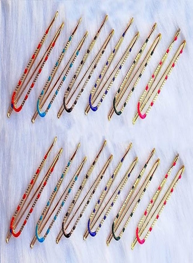 skyunion Metal Yellow Plated Saree Pins Hijab Pallu Dupatta Chunari Pin Patli Pin Strong Hold Brooch Multi-purpose for Women and Girls Ladies24 pieces - Image 3