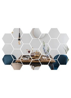 ShebSheb 24PCS Hexagon Mirror Wall Stickers,Acrylic Removable Self-Adhesive Mirror for Home Living Room Bedroom Decor  - Image 1