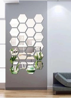 ShebSheb 24PCS Hexagon Mirror Wall Stickers,Acrylic Removable Self-Adhesive Mirror for Home Living Room Bedroom Decor  - Image 2