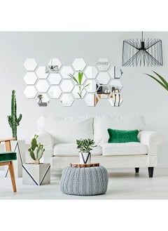 ShebSheb 24PCS Hexagon Mirror Wall Stickers,Acrylic Removable Self-Adhesive Mirror for Home Living Room Bedroom Decor  - Image 3