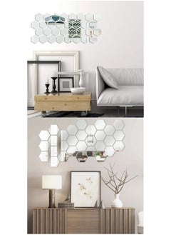 ShebSheb 24PCS Hexagon Mirror Wall Stickers,Acrylic Removable Self-Adhesive Mirror for Home Living Room Bedroom Decor  - Image 4
