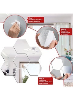 ShebSheb 24PCS Hexagon Mirror Wall Stickers,Acrylic Removable Self-Adhesive Mirror for Home Living Room Bedroom Decor  - Image 5