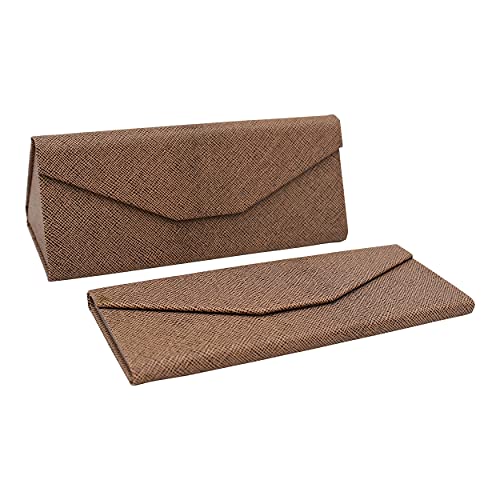 Real Sic Glasses Case for Men and Women - Magnetic Folding Hard Shell Sunglass Holder - Vegan Leather Eyeglass Protector, Variety of Styles Inspired by Solid Color - (Caramel) - Image 1