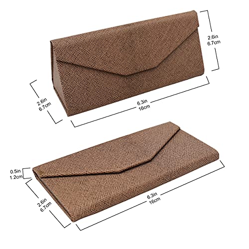 Real Sic Glasses Case for Men and Women - Magnetic Folding Hard Shell Sunglass Holder - Vegan Leather Eyeglass Protector, Variety of Styles Inspired by Solid Color - (Caramel) - Image 2