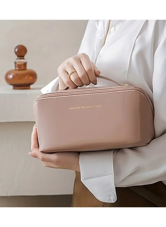 ORiTi Large Capacit Travel Cosmetic Bag Portable Make up Pouch Women Waterproof Bathroom Washbag Multifunctional Toiletry Kit with Handle Travel Essentials - Brown  - Image 5