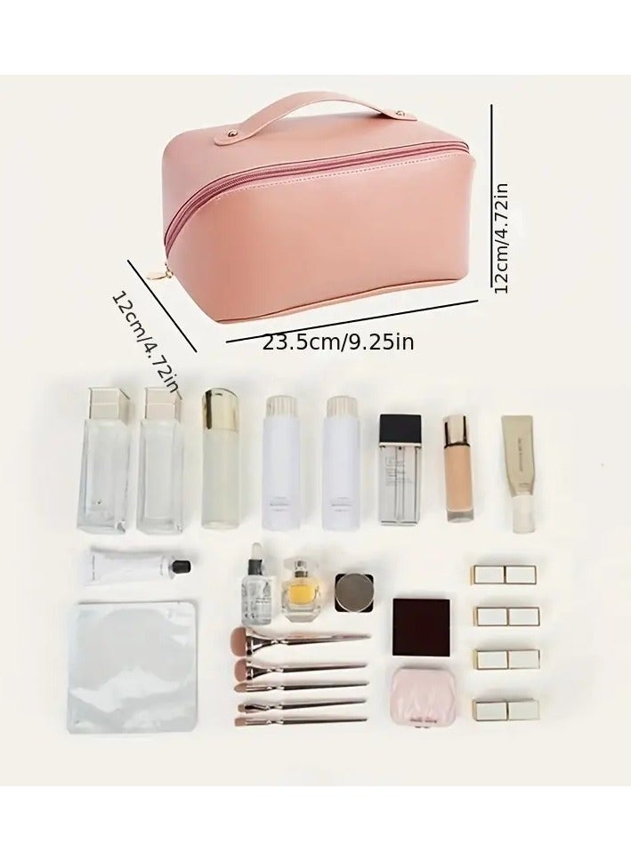 ORiTi Large Capacit Travel Cosmetic Bag Portable Make up Pouch Women Waterproof Bathroom Washbag Multifunctional Toiletry Kit with Handle Travel Essentials - Brown  - Image 3