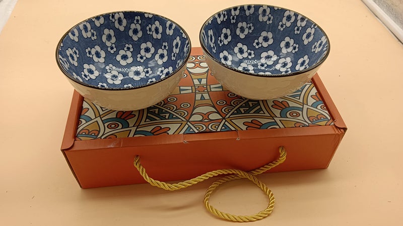 P Plus Fire Stackable Ramen Pasta Ceramic Serving Bowls, Big Round Microwavable Porcelain Bowls for Kitchen(Pack of 2) - Image 1