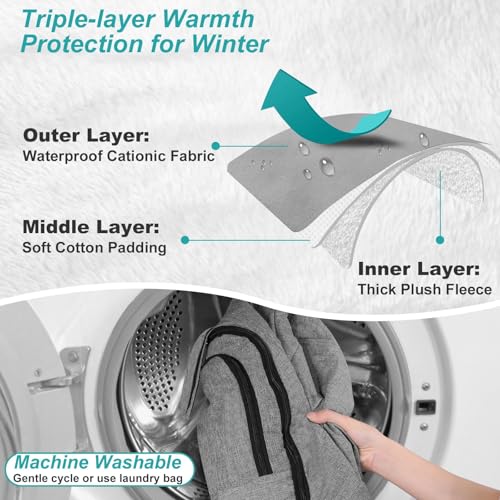 Gripooaven Winter Car Seat Cover for Baby, Waterproof Infant Carseat Cover with Warm Plush Lining & Dual Zippers, Universal Carseat Cover Baby Winter Protector with Ventilation and Windproof Design (Gray) - Image 2