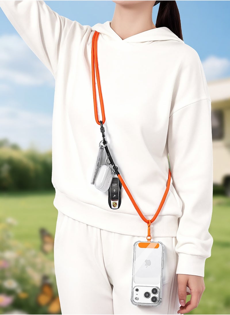 يوجي حبال الهاتف العالمي,حبال الهاتف Crossbody مع 2 حلقات معلقة: قفل معدني قابل للتعديل الجلد صديقة للهاتف الخلوي حزام لآيفون حول,اليدين الحرة العالمية مكافحة السرقة الرقبة حبال للسفر في الهواء الطلق,البرتقال - Image 2