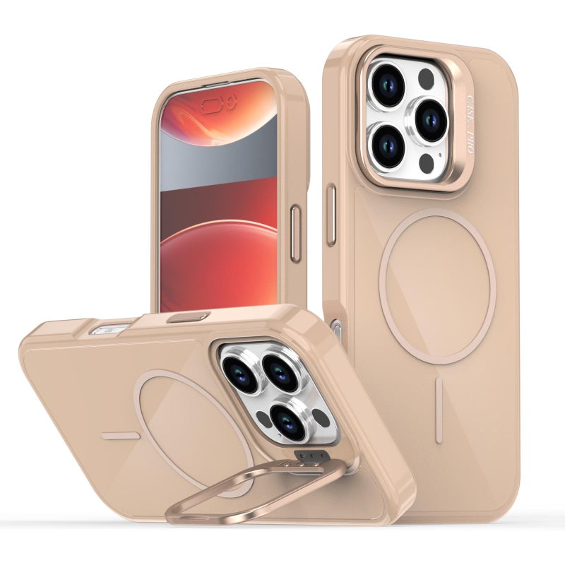 erorex For iPhone 16 Pro Bright Color Imitation Camera Bracket Magsafe Phone Case(Desert Titanium) - Image 1