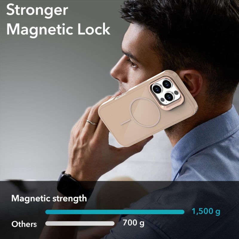 erorex For iPhone 16 Pro Bright Color Imitation Camera Bracket Magsafe Phone Case(Desert Titanium) - Image 3