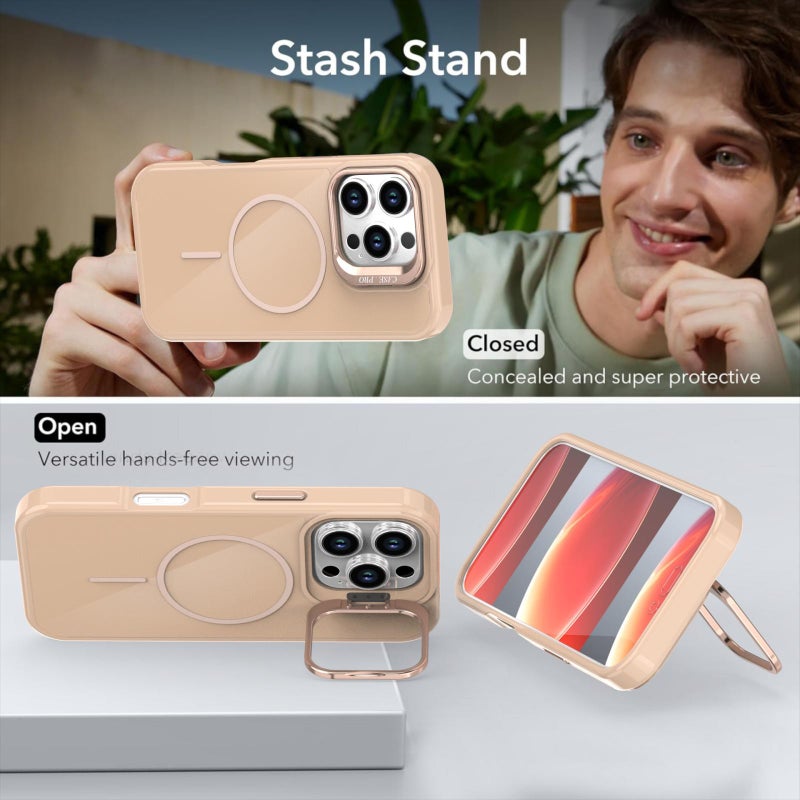 erorex For iPhone 16 Pro Bright Color Imitation Camera Bracket Magsafe Phone Case(Desert Titanium) - Image 2