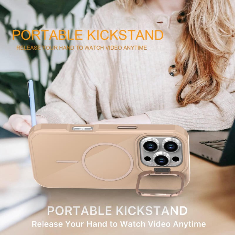 erorex For iPhone 16 Pro Bright Color Imitation Camera Bracket Magsafe Phone Case(Desert Titanium) - Image 5