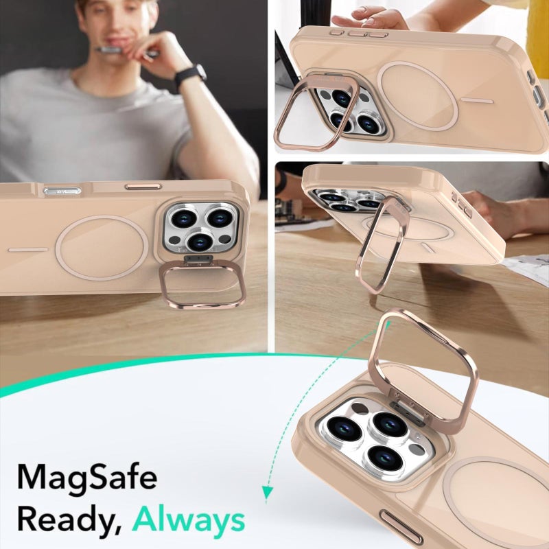 erorex For iPhone 16 Pro Bright Color Imitation Camera Bracket Magsafe Phone Case(Desert Titanium) - Image 4