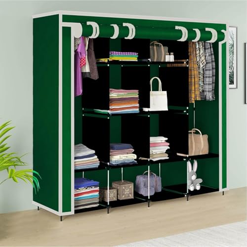 GTC Collapsible Wardrobe Clothes Almira, 2 Hanging Space, 12 Shelves, 1 Side Pocket Non-Woven Fabric (W 88270) - Image 1