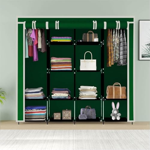 GTC Collapsible Wardrobe Clothes Almira, 2 Hanging Space, 12 Shelves, 1 Side Pocket Non-Woven Fabric (W 88270) - Image 2