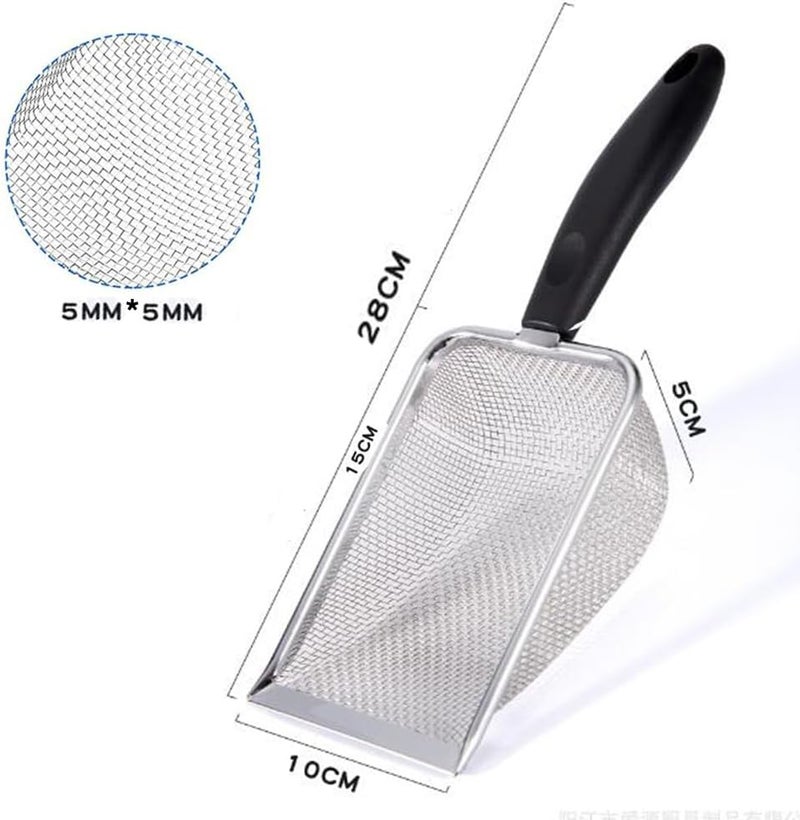 BEANPRECOY 1 pcs Cat Litter Scoop,Cat Litter Scoop with Long Handle,Cat Scooper, Stainless Steel Mesh Litter Shovel with Thoughtful Hook,for All Types Of Cats, Dogs, And Pets (1) - Image 2