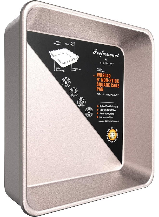 CHEFMADE Cake Tin 8 Inch Carbon Steel Square Cake Pan Deep Dish Bakeware, Baking Tin Non Stick Oven Baking Mould 22 x 22cm - Image 1