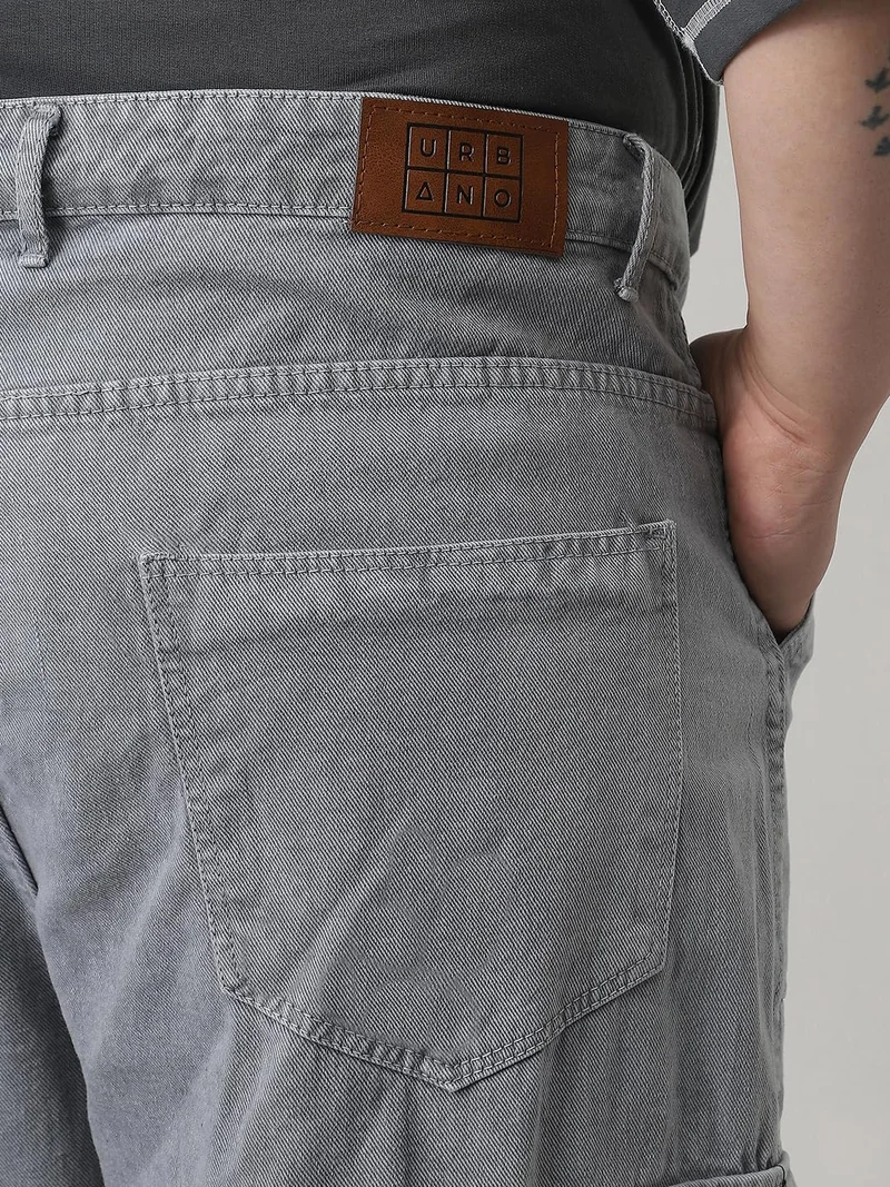 Urbano Fashion  Urbano Plus Men's Light Grey Loose Fit Cargo Jeans with 6 Pockets Non-Stretchable  | Best Price UAE