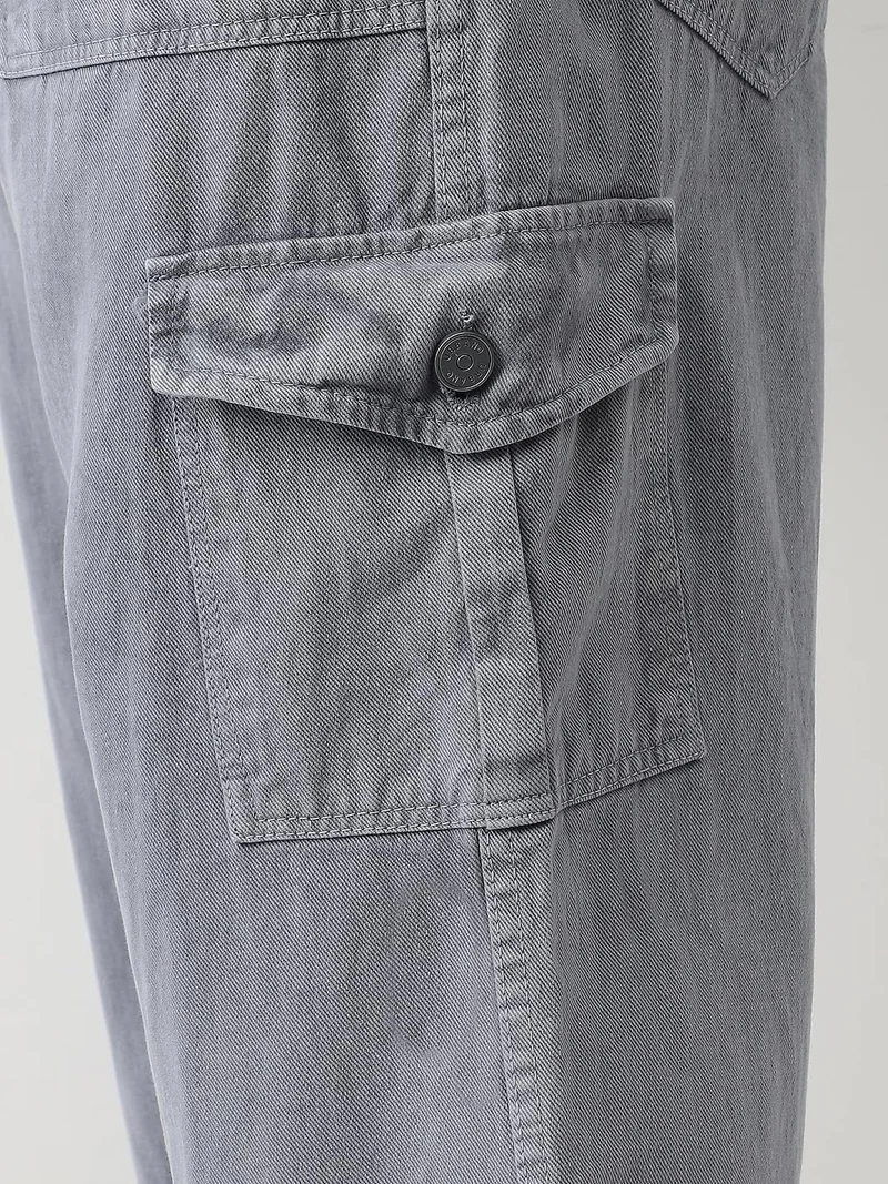 Urbano Fashion  Urbano Plus Men's Light Grey Loose Fit Cargo Jeans with 6 Pockets Non-Stretchable  | Best Price UAE