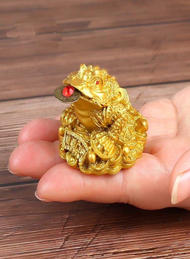 ZENFUN 4 Pack Money Frog & Lucky Coin, Fortune Toad Statue Lucky Charm Wealth Frog for Home Office Decoration Good Lucky Gifts, Gold - Image 4