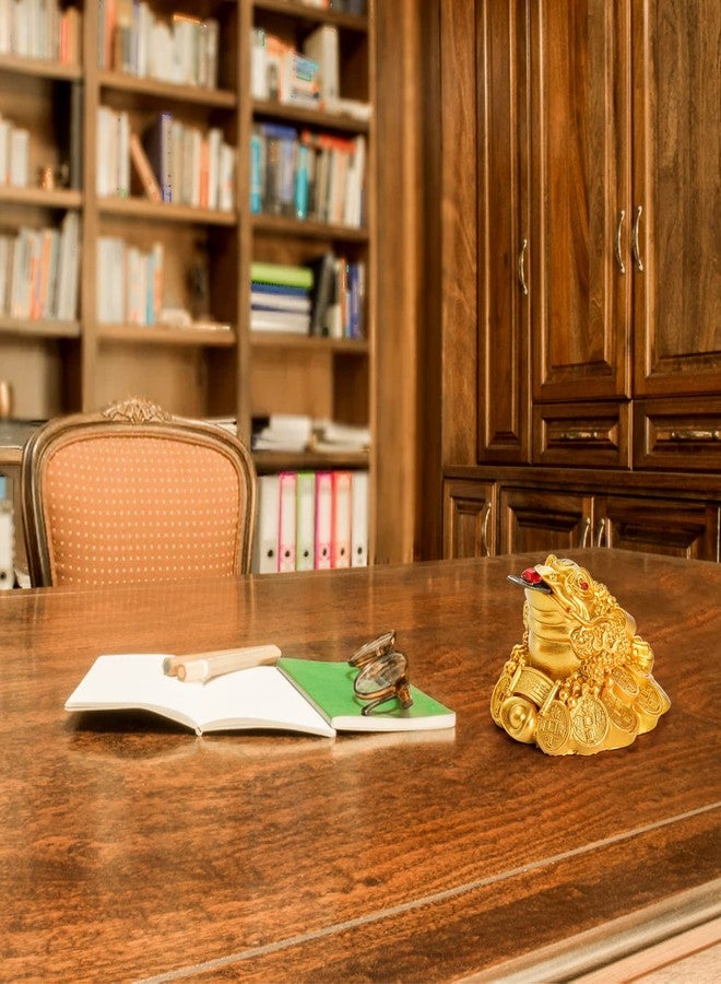 ZENFUN 4 Pack Money Frog & Lucky Coin, Fortune Toad Statue Lucky Charm Wealth Frog for Home Office Decoration Good Lucky Gifts, Gold - Image 5