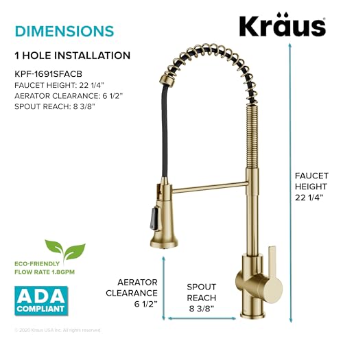 KRAUS Britt 2nd Gen Commercial Style Pull-Down Single Handle Kitchen Faucet in Spot Free Antique Champagne Bronze, KPF-1691SFACB - Image 4