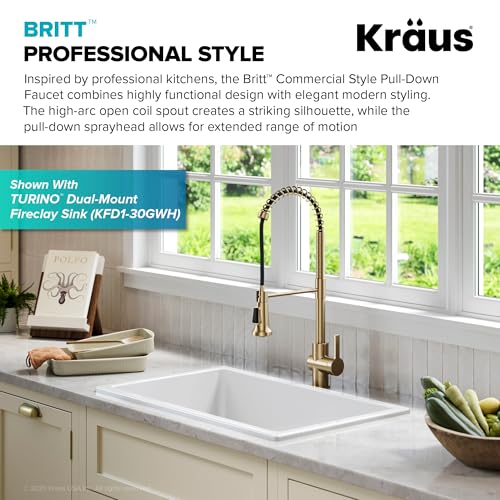 KRAUS Britt 2nd Gen Commercial Style Pull-Down Single Handle Kitchen Faucet in Spot Free Antique Champagne Bronze, KPF-1691SFACB - Image 2