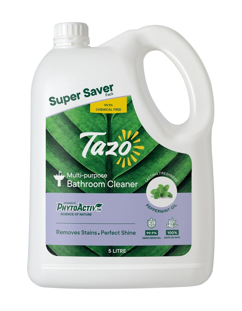 Tazo Multi-purpose Bathroom Cleaner (5 Litre Pack of 1), Biodegradable & Plant Powered Bathroom Disinfectant Liquid, Removes Hard Stains, Grime & Soap Scum, Kills 99.99% Germs, Safe On Skin - Image 5