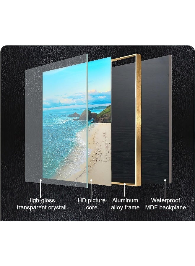 Bliss Vie BLISS VIE Abstract Modern Retro Trend Decor Luxury Style Crystal Porcelain Wall Painting Wall Art for Bedroom Living Room Aluminium Alloy Frame (Bright Mashroom Abstract, 60x90 cm)  - Image 2