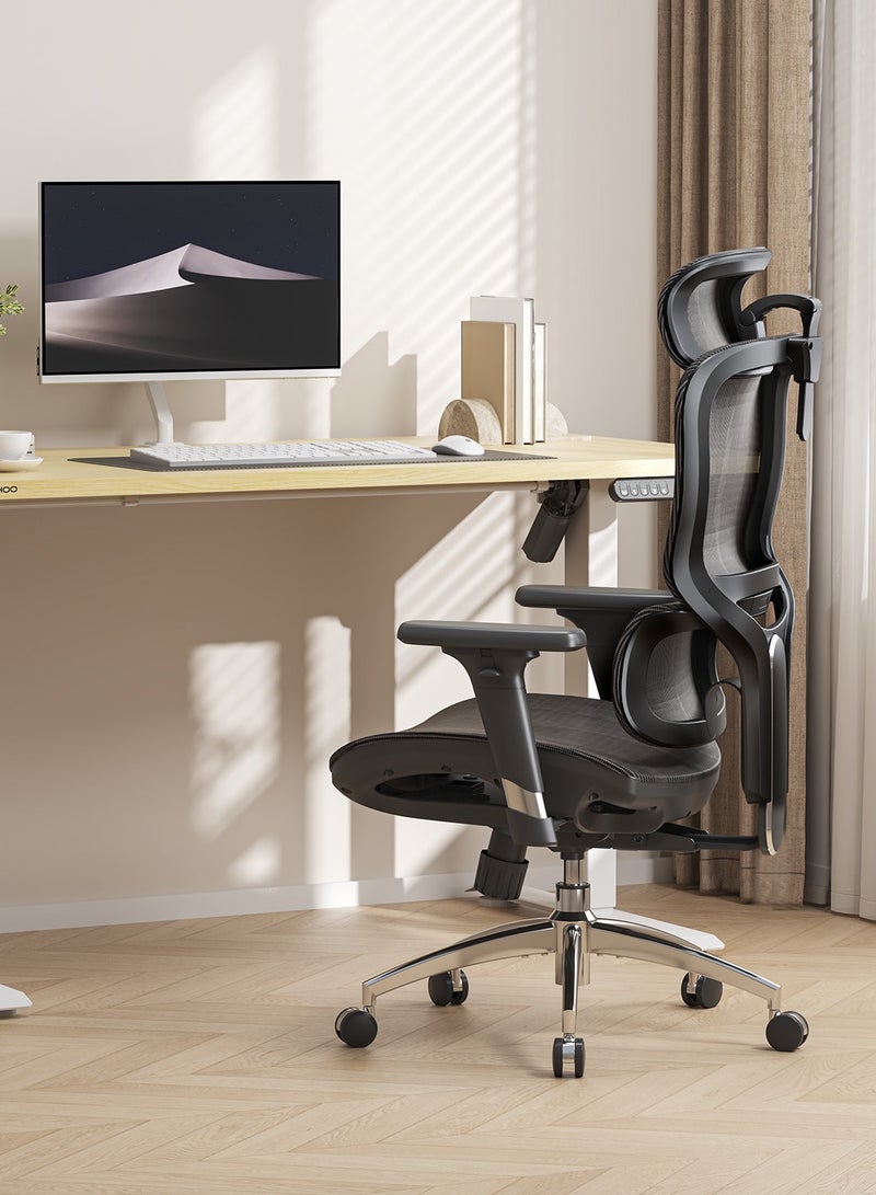 SIHOO M56B Ergonomic Office Chair, High Back Desk, Lumbar Support, Swivel Computer Task Chair with Adjustable Headrest, Tilt Function,Black - Image 2