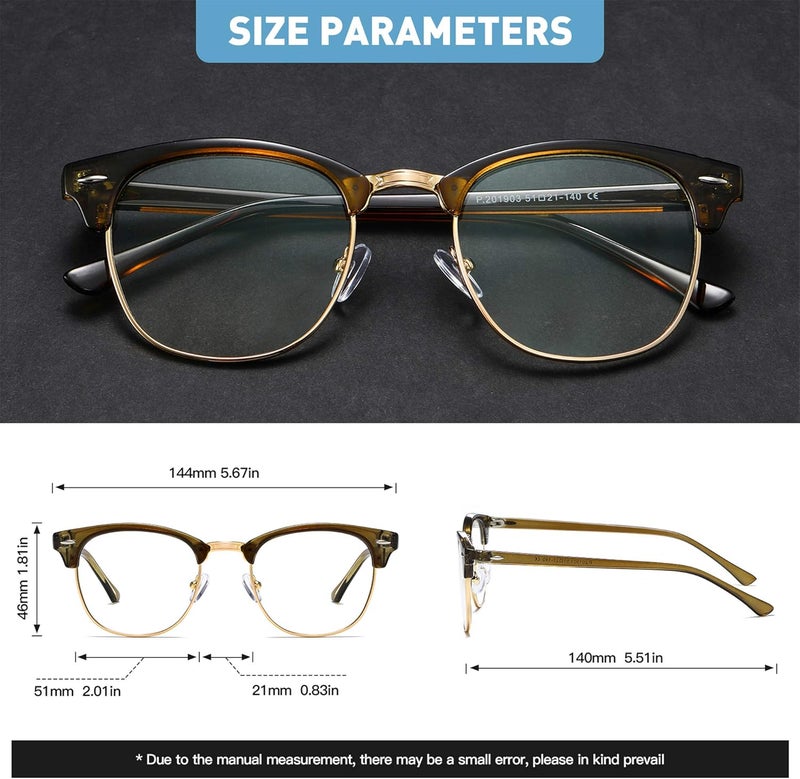 AOMASTE Store Blue Light Blocking Glasses Vintage Half Frame UV Clear Lens Anti Eyestrain Computer Gaming Glasses for Men Women - Image 2