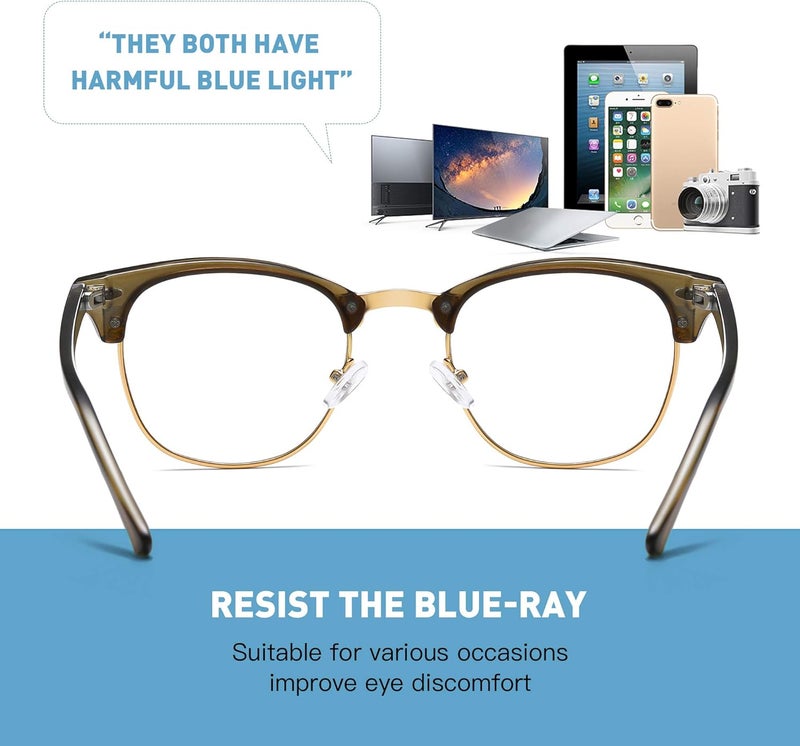 AOMASTE Store Blue Light Blocking Glasses Vintage Half Frame UV Clear Lens Anti Eyestrain Computer Gaming Glasses for Men Women - Image 4
