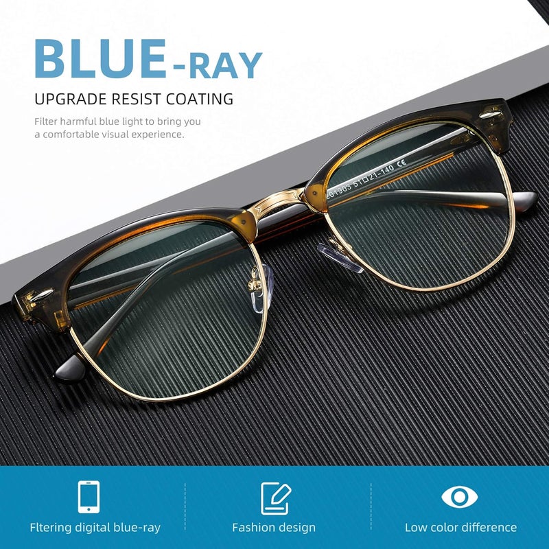 AOMASTE Store Blue Light Blocking Glasses Vintage Half Frame UV Clear Lens Anti Eyestrain Computer Gaming Glasses for Men Women - Image 5