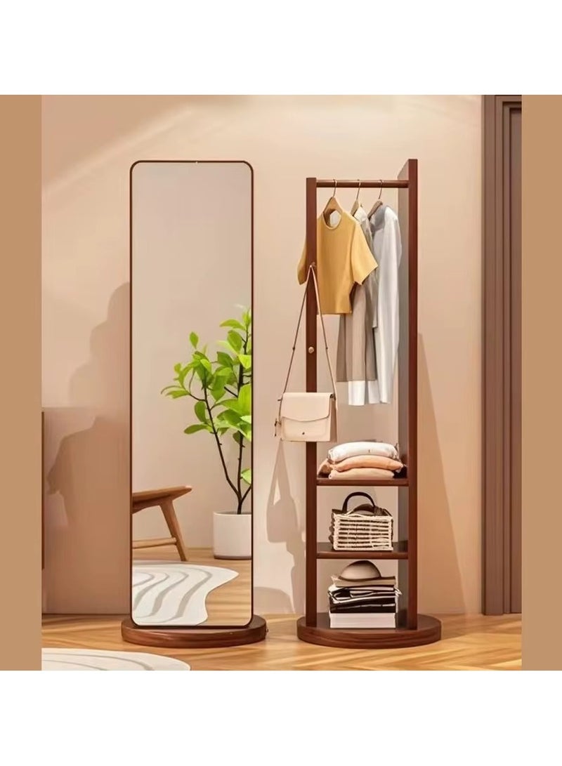GT-Wheel Dressing Mirror With Coat Rack Luxury Modern 360° Rotating Wood Full Body Length Mirror for Living Room and Bedroom  - Image 1