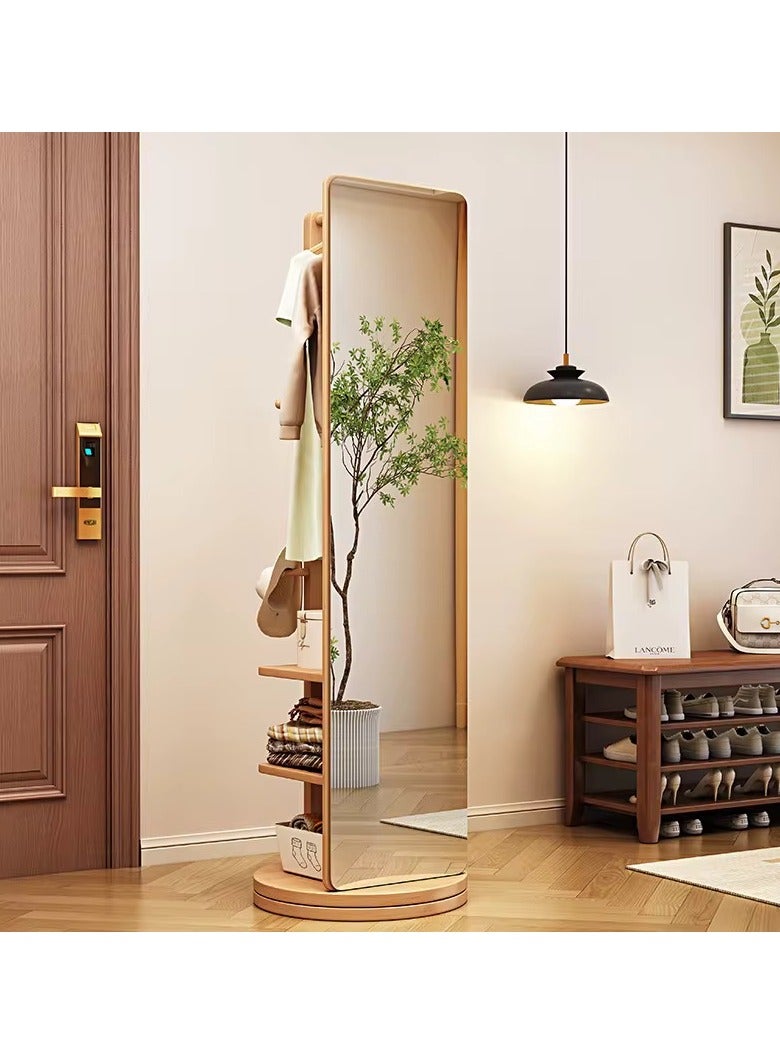 GT-Wheel Dressing Mirror With Coat Rack Luxury Modern 360° Rotating Wood Full Body Length Mirror for Living Room and Bedroom  - Image 2