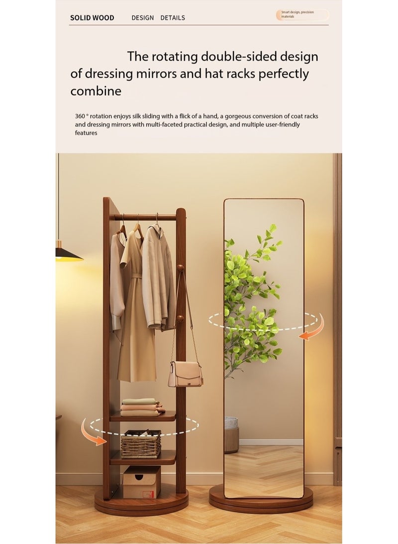 GT-Wheel Dressing Mirror With Coat Rack Luxury Modern 360° Rotating Wood Full Body Length Mirror for Living Room and Bedroom  - Image 5