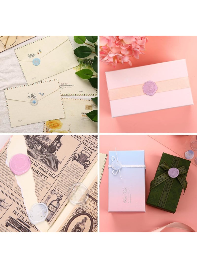 SYOSI ملصقات ختم الشمع بالأزهار والعنبر بتصاميم كريستالية شفافة، أختام ظرف ذاتية اللصق لدعوات الزفاف، حفلات استقبال المواليد، أعياد الميلاد، حفلات الزفاف، تزيين القرطاسية الأنيقة (120 قطعة، ذهبية، عاجية) - Image 3