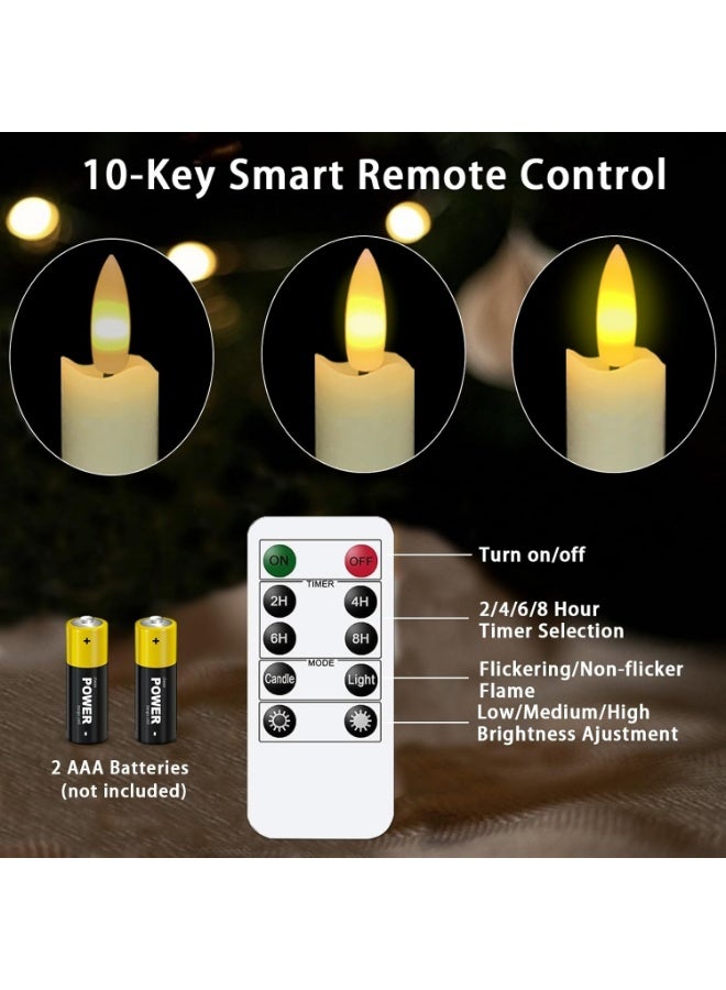 6 PCS Upgraded Real Wax LED Flameless Taper Candles with Remote, Candlesticks Battery Operated 3D Flickering - 9.6" Long Realistic Fake Candle Sticks for Home/Wedding/Fireplace Xmas Decor  - Image 4