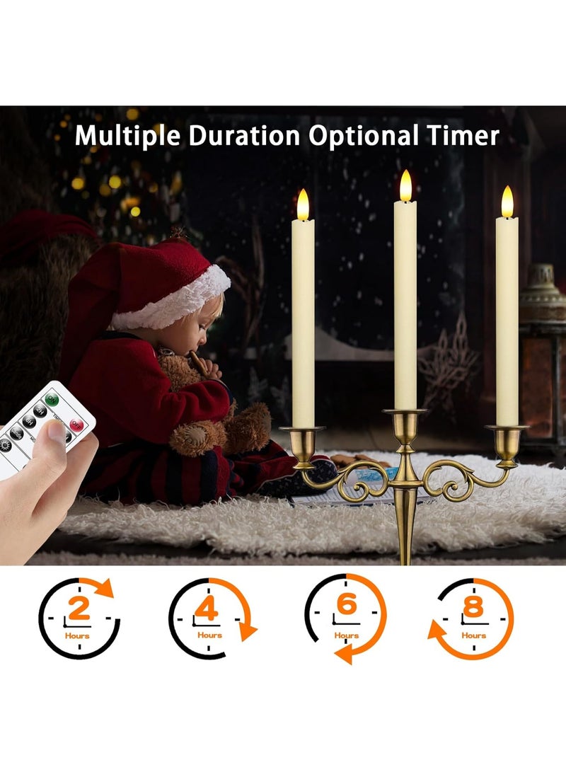 6 PCS Upgraded Real Wax LED Flameless Taper Candles with Remote, Candlesticks Battery Operated 3D Flickering - 9.6" Long Realistic Fake Candle Sticks for Home/Wedding/Fireplace Xmas Decor  - Image 5
