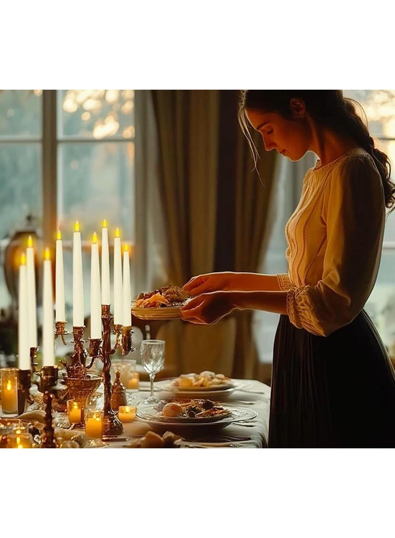 6 قطع من الشمع الحقيقي المطور من الشمع الحقيقي LED شموع مستدقة عديمة اللهب مع جهاز تحكم عن بعد، شموع تعمل بالبطارية ثلاثية الأبعاد تومض - أعواد شموع مزيفة واقعية طويلة 9.6 بوصة للمنزل/زفاف/ديكور عيد الميلاد - Image 4