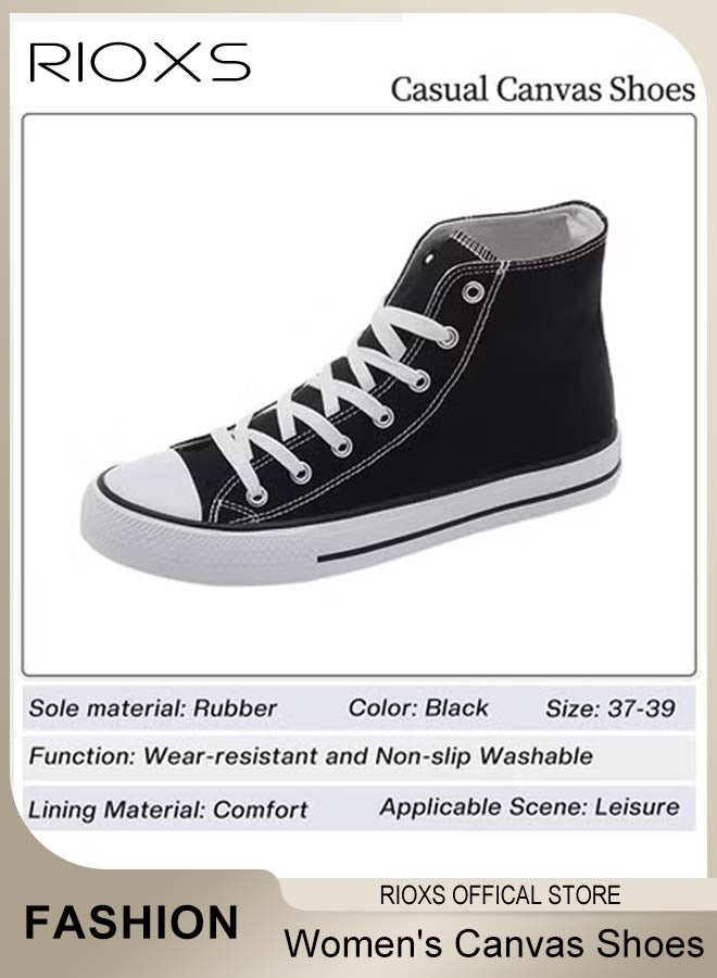 ريوكس أحذية القماش النسائية الكلاسيكية، أحذية عالية الدانتيل لأعلى، أحذية مسطحة عارضة الأزياء، مدربات عالية الجودة قابلة للتنفس مع فردية مطاطية غير منزلقة، مناسبة للعمل، الرياضة، التسوق، المشي، الجري وأوقات أخرى - Image 5