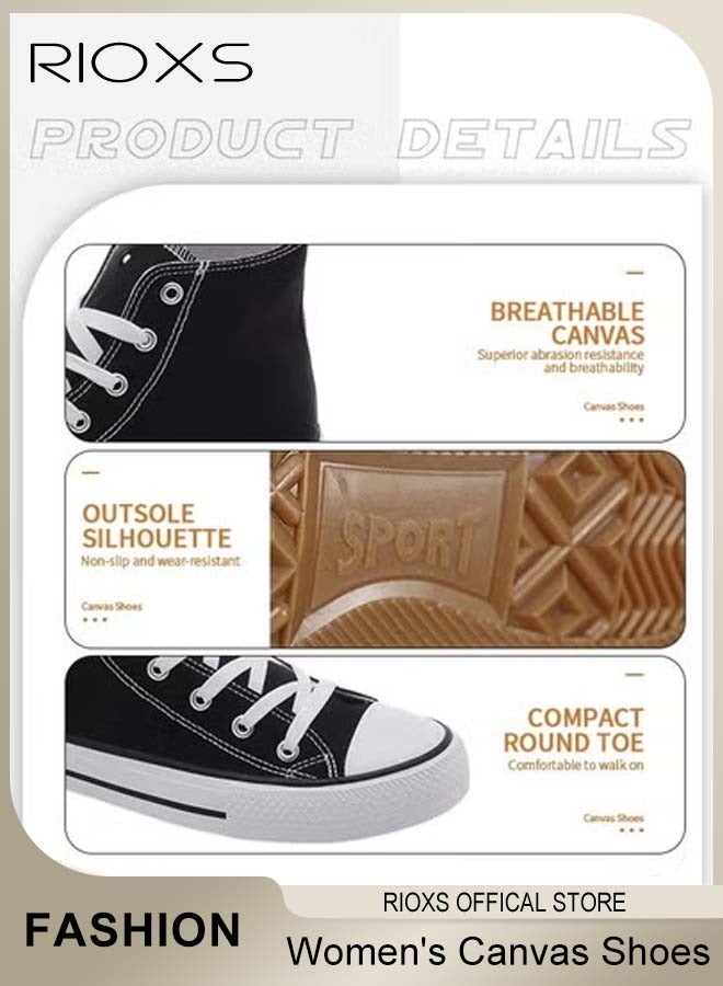 ريوكس أحذية القماش النسائية الكلاسيكية، أحذية عالية الدانتيل لأعلى، أحذية مسطحة عارضة الأزياء، مدربات عالية الجودة قابلة للتنفس مع فردية مطاطية غير منزلقة، مناسبة للعمل، الرياضة، التسوق، المشي، الجري وأوقات أخرى - Image 4