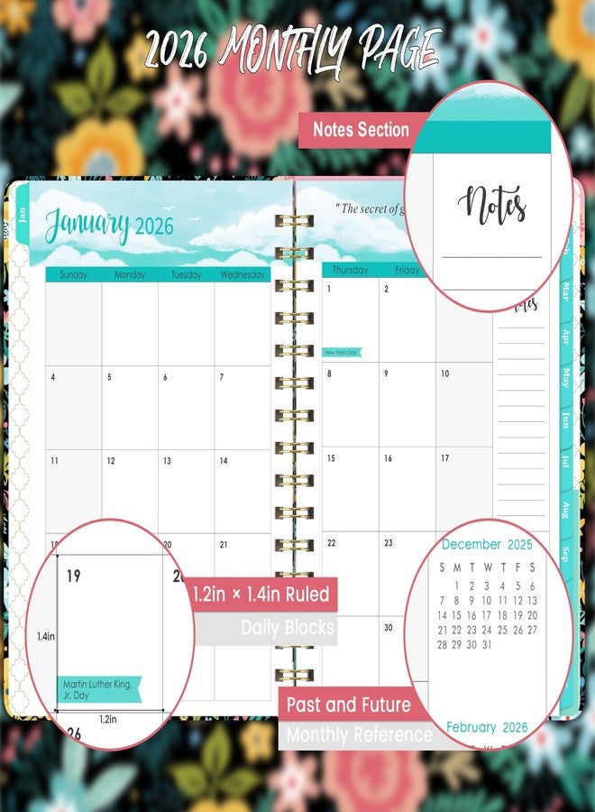 Journaltastic 2026 Planner - Calendar/Planner 2026, JAN 2026 - DEC 2026, 6.3" x 8.4", 2026 Planner Weekly and Monthly with Tabs, Hardcover + Back Pocket + Thick Paper + Twin-Wire Binding - Image 4